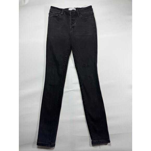 Vervet Women's Button Fly Skinny Black Stretch Denim Jeans - Size 27x29.5 - Picture 1 of 4